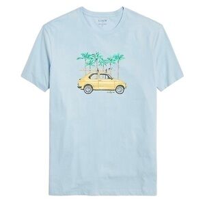 J. Crew Factory Blue Surfboard Car Graphic Short Sleeve Cotton Tee